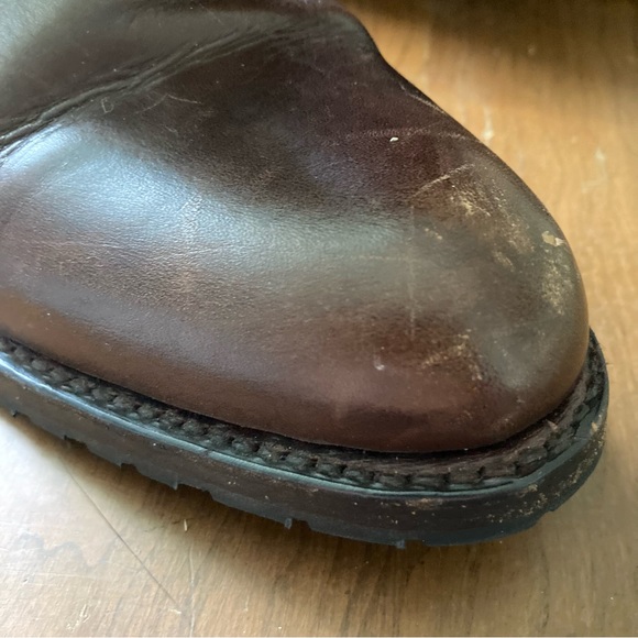 *Defect* Frye 9M Dorado Lug Riding Boots Brown w/ Rabbit Fur - Picture 8 of 15